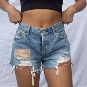Patched Levi Shorts